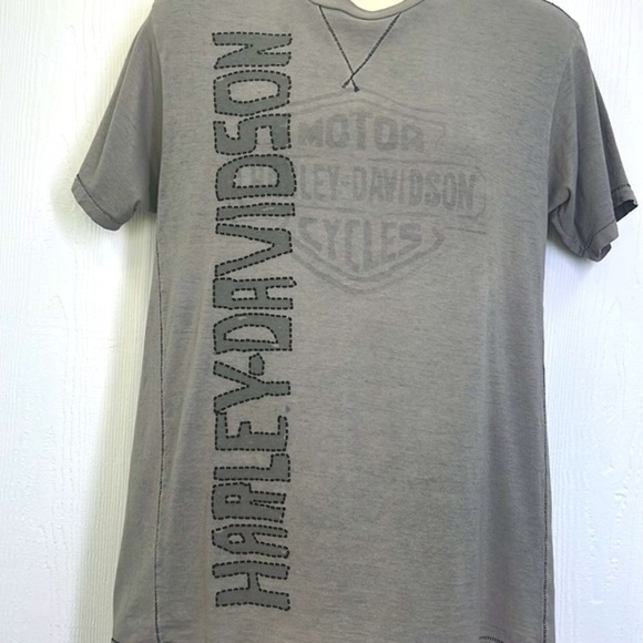 Harley Davidson - Vertical Harley Logo Faux Stitching Harley Short Sleeve T Med - Picture 3 of 13